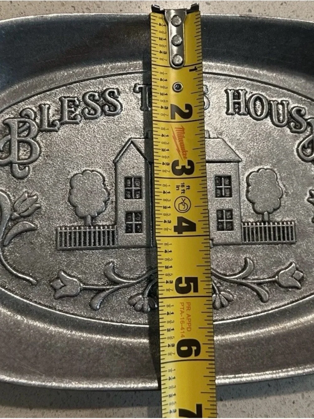Bless This House Decorative Metal Tray - Pewter Tone